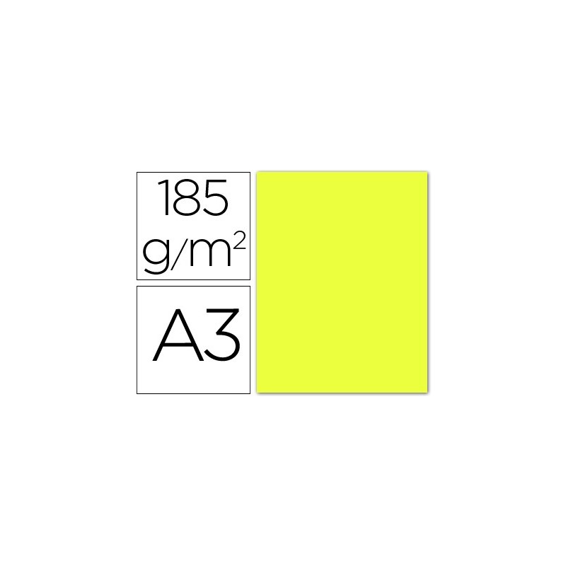 CARTULINA GUARRO DIN A3 AMARILLO LIMON 185 GR PAQUETE 50 HOJAS