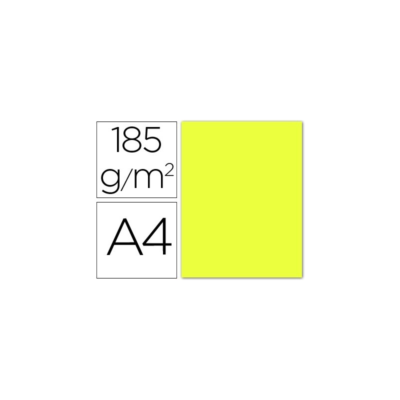 CARTULINA GUARRO DIN A4 AMARILLO LIMON 185 GR PAQUETE 50 HOJAS