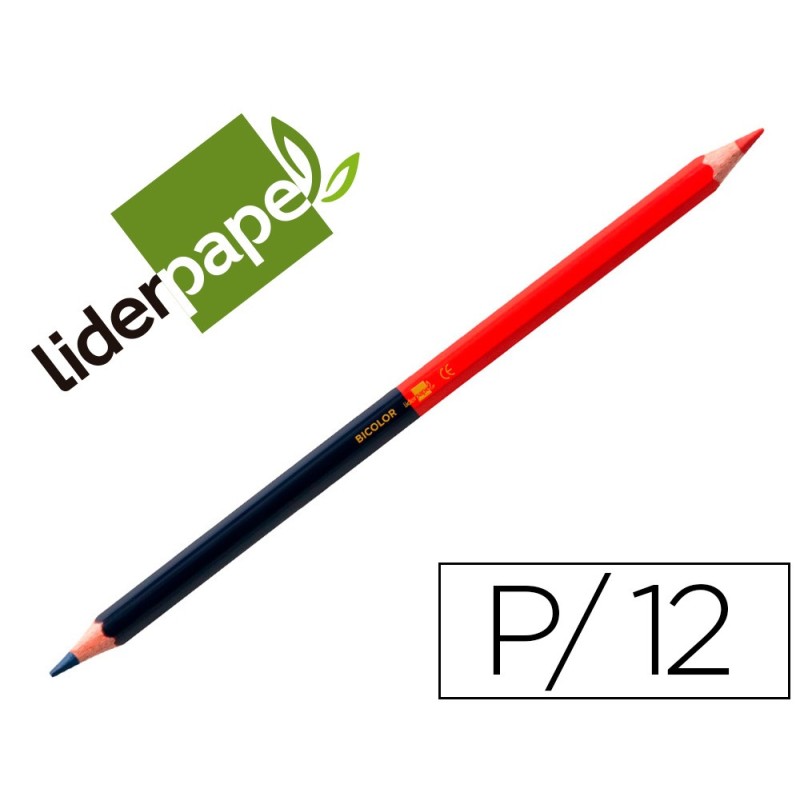 LAPICES BICOLOR LIDERPAPEL FINO ROJO/AZUL