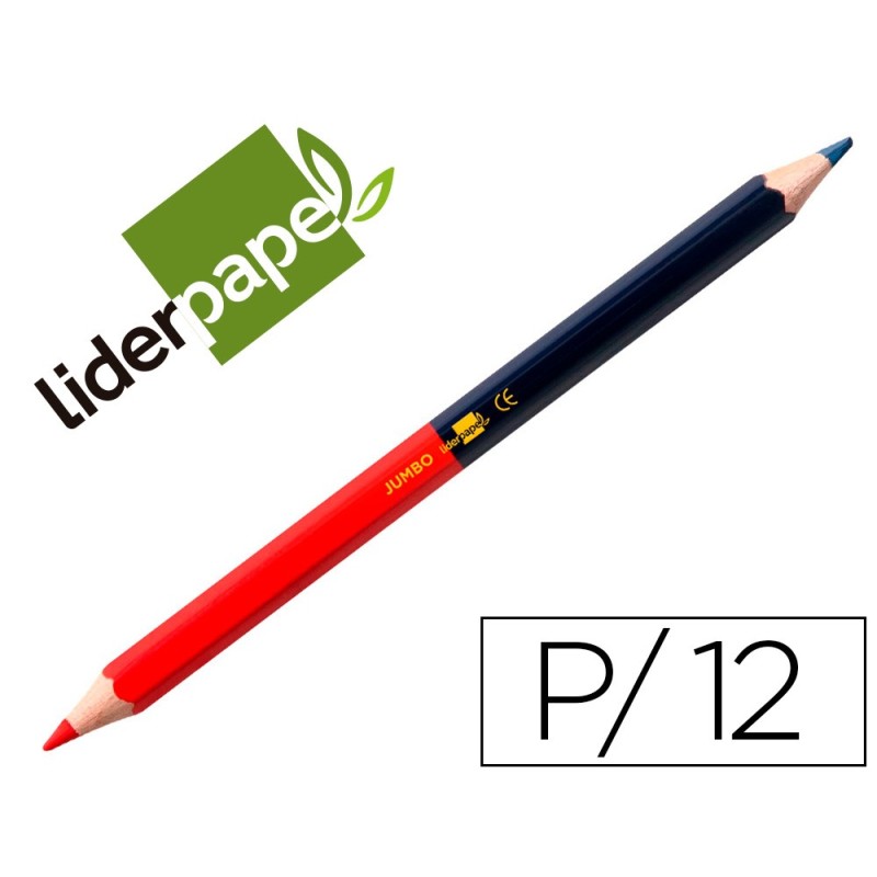 LAPICES BICOLOR LIDERPAPEL JUMBO ROJO/AZUL