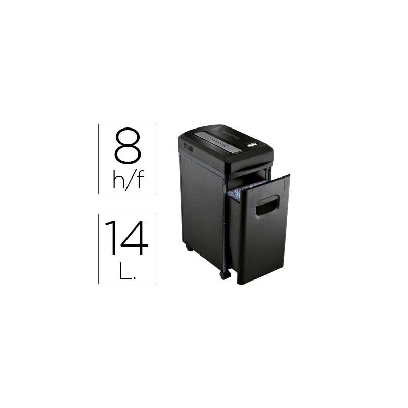 DESTRUCTORA DE DOCUMENTOS Q-CONNECT KF15547 CAPACIDAD DE CORTE 8 H DESTRUYE GRAPAS CLIPS Y TARJETAS PAPELERA 15L