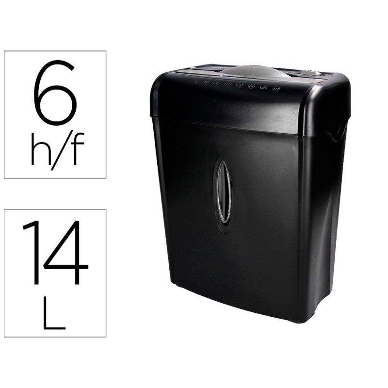 DESTRUCTORA DE DOCUMENTOS Q-CONNECT KF17970 CAPACIDAD DE CORTE 6 H DESTRUYE GRAPAS CLIPS Y TARJETAS PAPELERA 14L