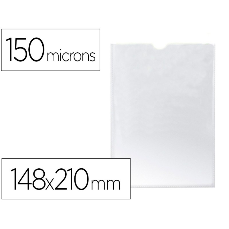 FUNDA PORTADOCUMENTO Q-CONNECT DIN A5 150 MICRAS PVC TRANSPARENTE CON UERO 148X210 MM