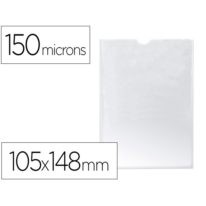 FUNDA PORTADOCUMENTO Q-CONNECT DIN A6 150 MICRAS PVC TRANSPARENTE CON UERO 105X148 MM