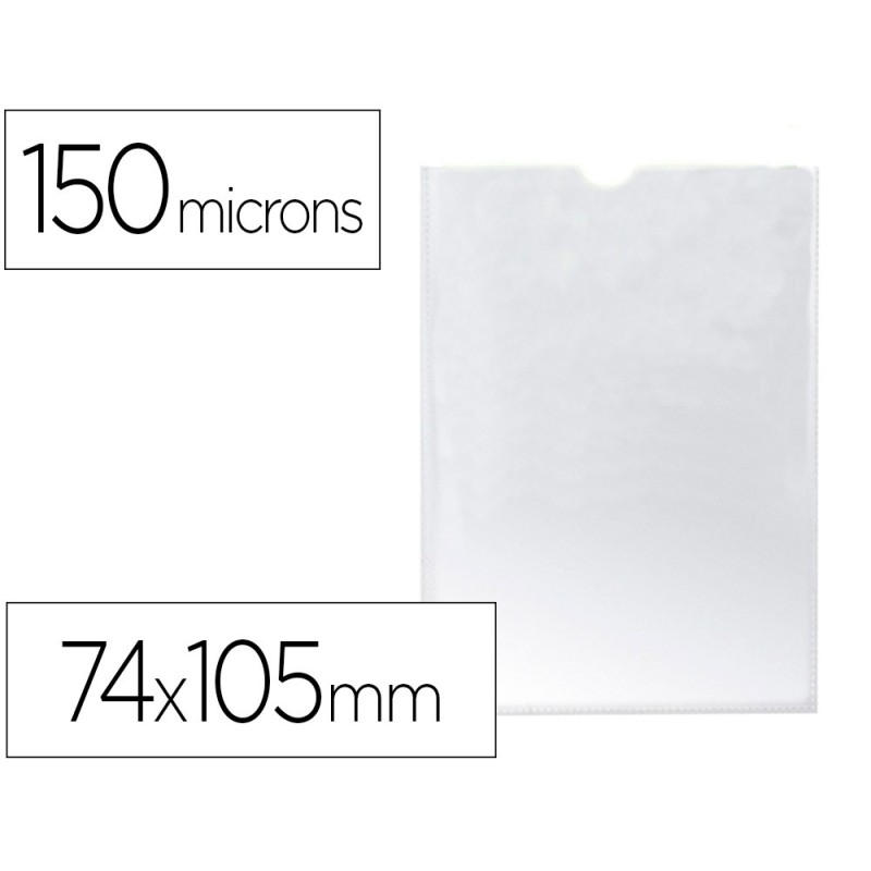 FUNDA PORTADOCUMENTO Q-CONNECT DIN A7 150 MICRAS PVC TRANSPARENTE CON UERO 74X105 MM