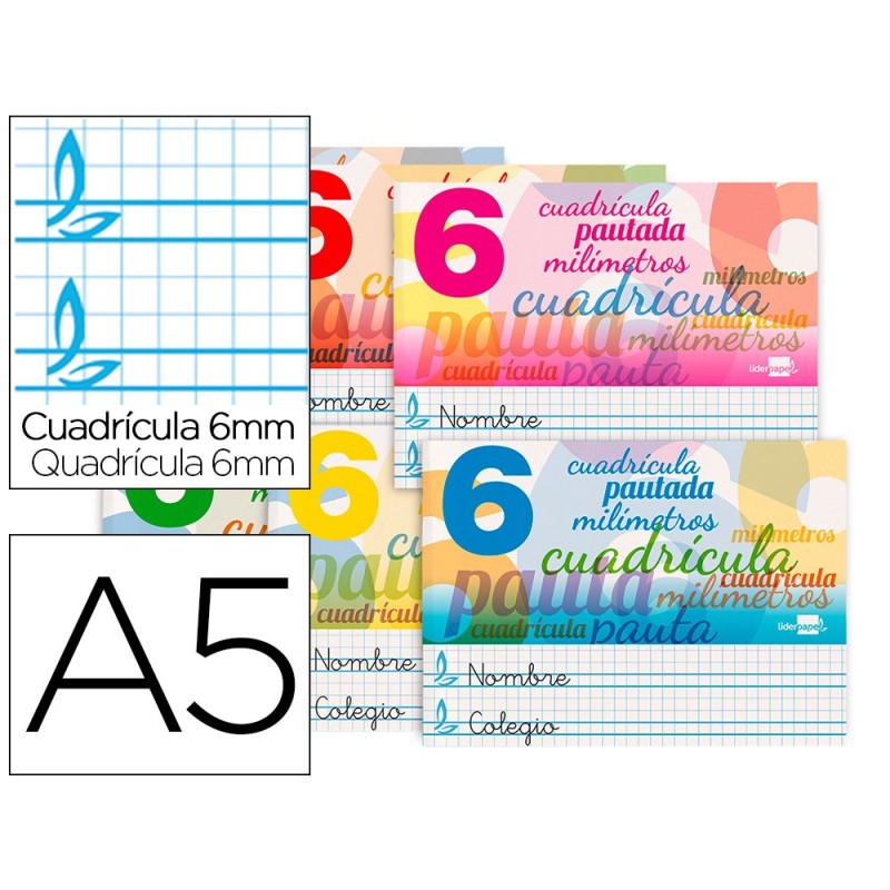 LIBRETA LIDERPAPEL PAUTAGUIA TAPA CARTONCILLO 32 HOJAS DIN A5 70 G CUADRICULADO PAUTADO 6 MM APAISADO