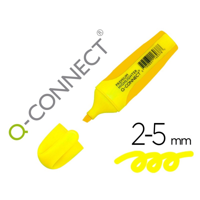 ROTULADOR Q-CONNECT FLUORESCENTE AMARILLO PREMIUM PUNTA BISELADA CON SUJECION DE CAUCHO