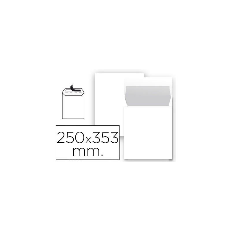 SOBRE LIDERPAPEL BOLSA N 10 BLANCO FOLIO PROLONGADO 250X353 MM TIRA DE SILICONA PAQUETE DE 25 UNIDADES