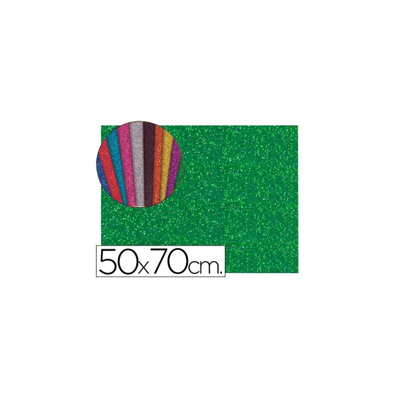 GOMA EVA CON PURPURINA LIDERPAPEL 50X70CM 60G/M2 ESPESOR 2MM VERDE