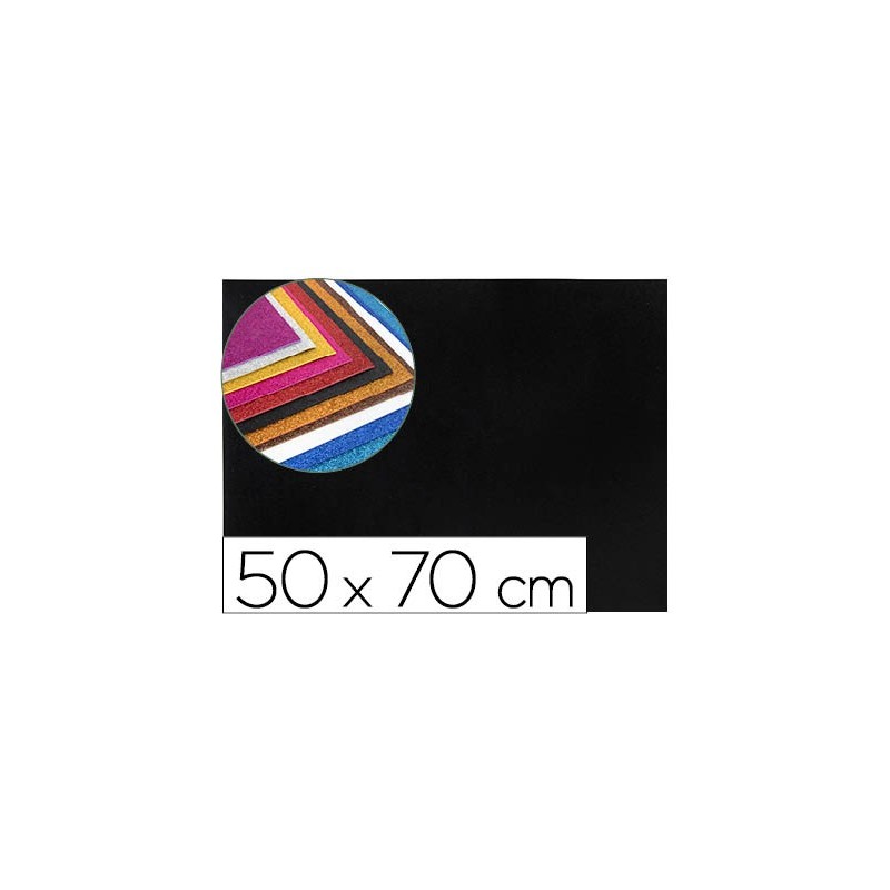 GOMA EVA CON PURPURINA LIDERPAPEL 50X70CM 60G/M2 ESPESOR 2MM NEGRO