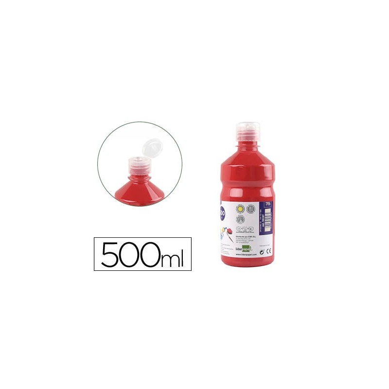 TEMPERA LIQUIDA LIDERPAPEL ESCOLAR 500 ML ROJO