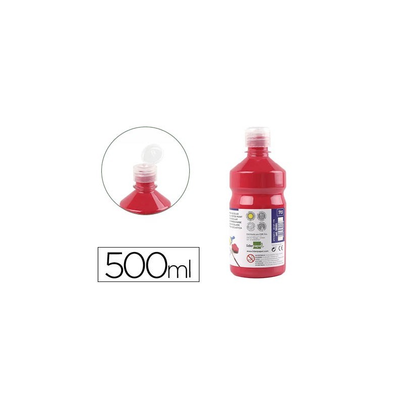 TEMPERA LIQUIDA LIDERPAPEL ESCOLAR 500 ML ROJO ESCARLATA
