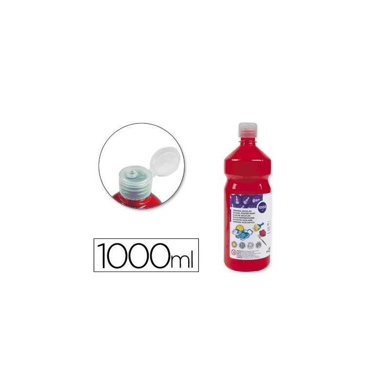 TEMPERA LIQUIDA LIDERPAPEL ESCOLAR 1000 ML ROJO ESCARLATA