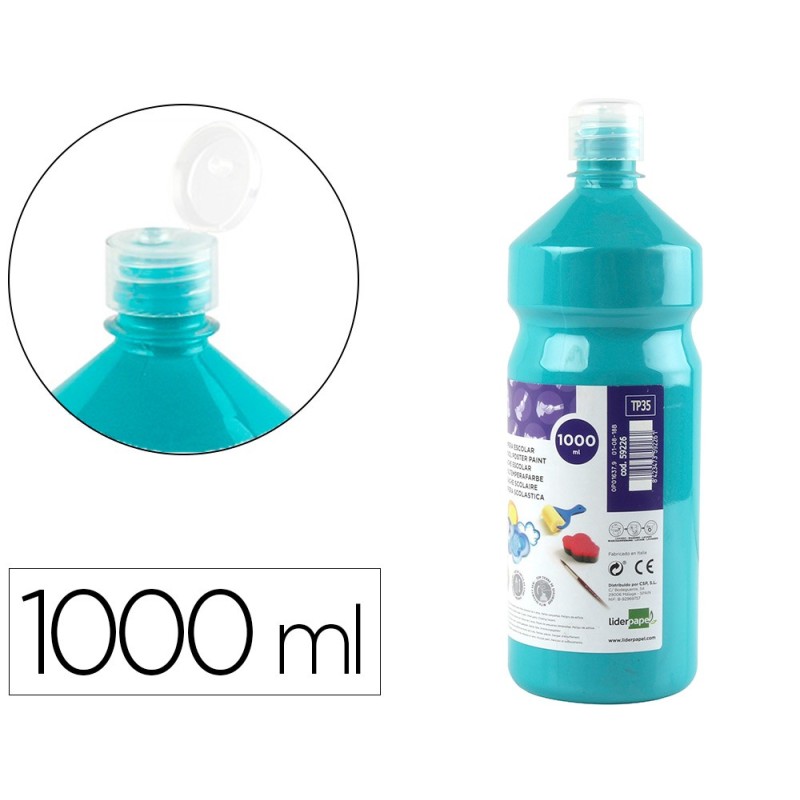 TEMPERA LIQUIDA LIDERPAPEL ESCOLAR 1000 ML TURQUESA