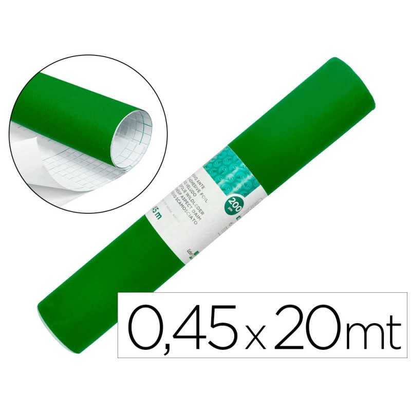 ROLLO ADHESIVO LIDERPAPEL UNICOLOR VERDE BRILLO ROLLO DE 0,45 X 20 MT