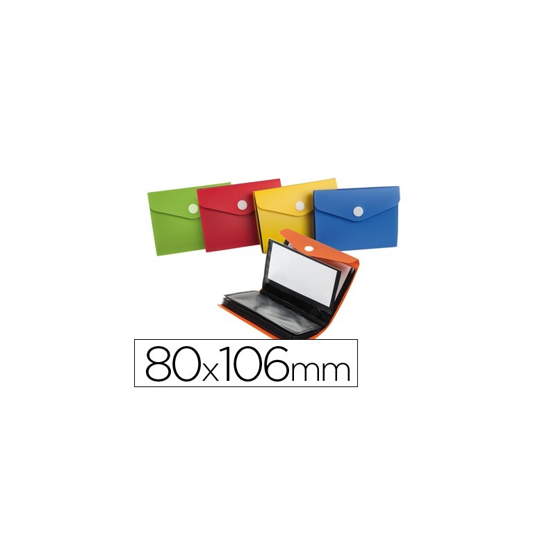 CARPETA LIDERPAPEL CLASIFICADOR DE TARJETAS PLASTICO PARA 40 TARJETAS 80X106 MM 5 COLORES SURTIDOS