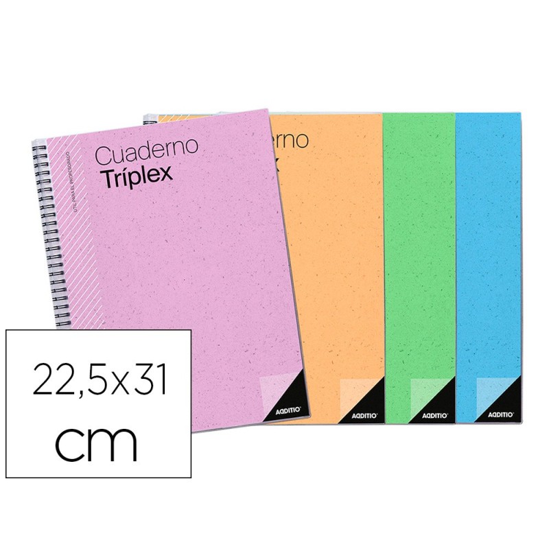 CUADERNO TRIPLEX ADDITIO PLAN DE CURSO EVALUACION AGENDA PLAN SEMANAL Y TUTORIAS FUNDAS TRANSPARENTES 22,5X31CM