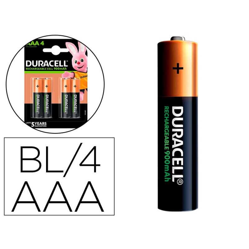 PILA DURACELL RECARGABLE STAYCHARGED AAA 900 MAH BLISTER DE 4 UNIDADES