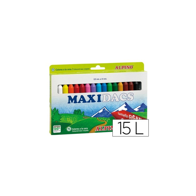 LAPICES CERA ALPINO MAXIDACS CAJA DE 15 UNIDADES COLORES SURTIDOS