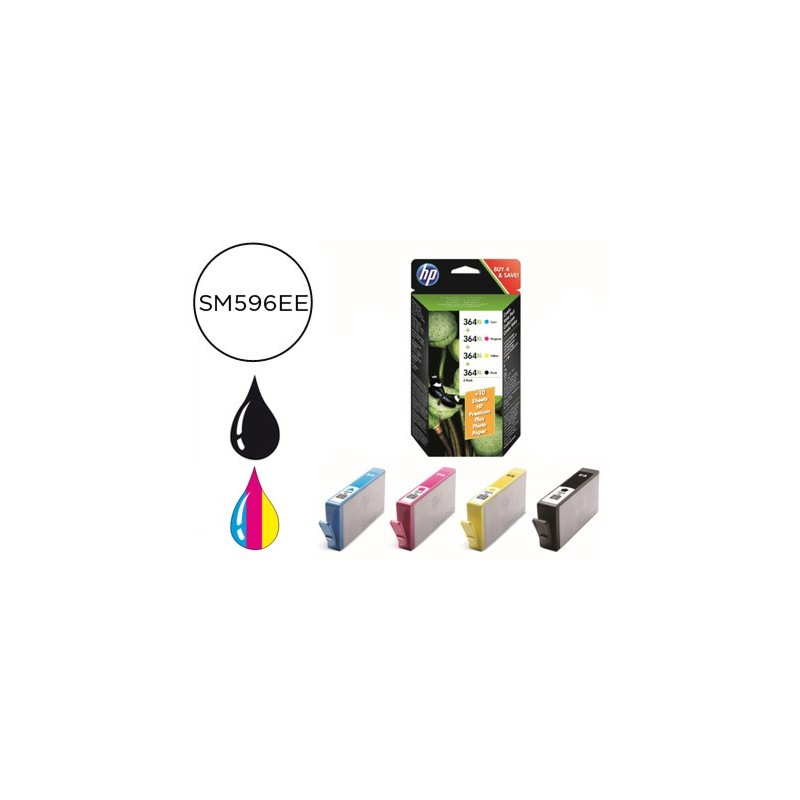 INK-JET HP 364XL NEGRO + TRICOLOR 750 PAGINAS