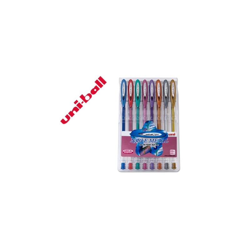 BOLIGRAFO UNI BALL UM-120 SIGNO 0,7 MM TINTA GEL ESTUCHE DE 8 COLORES METALIZADOS