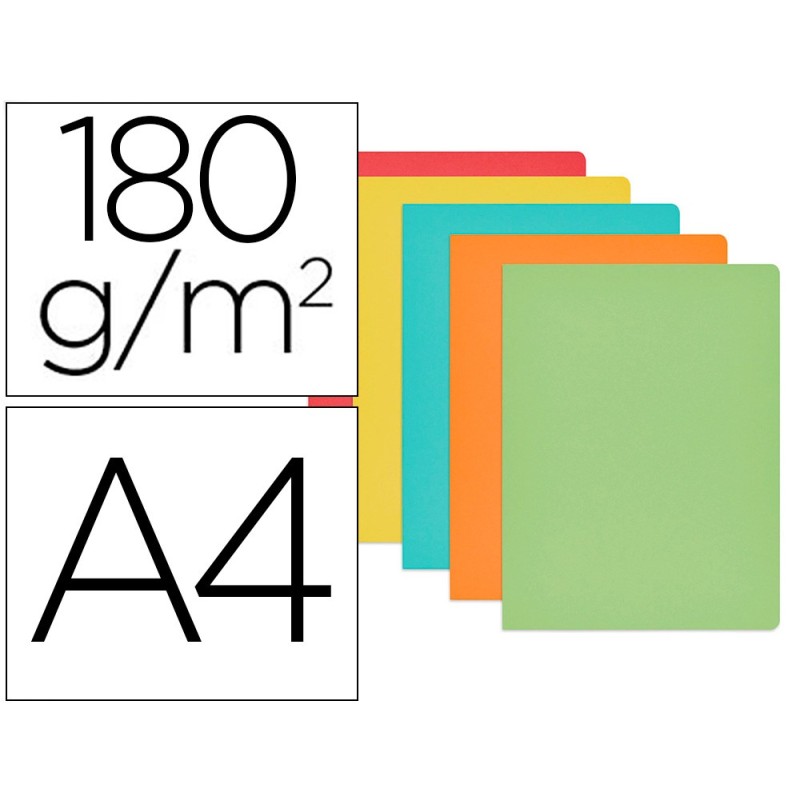 SUBCARPETA CARTULINA GIO DIN A4 COLORES PASTELES SURTIDOS 180 G/M2 PAQUETE DE 50 UNIDADES