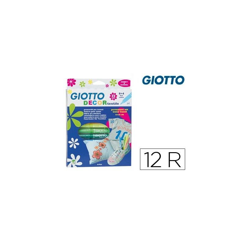 ROTULADOR GIOTTO DECOR TEXTILE PARA CAMISETAS 12 COLORES