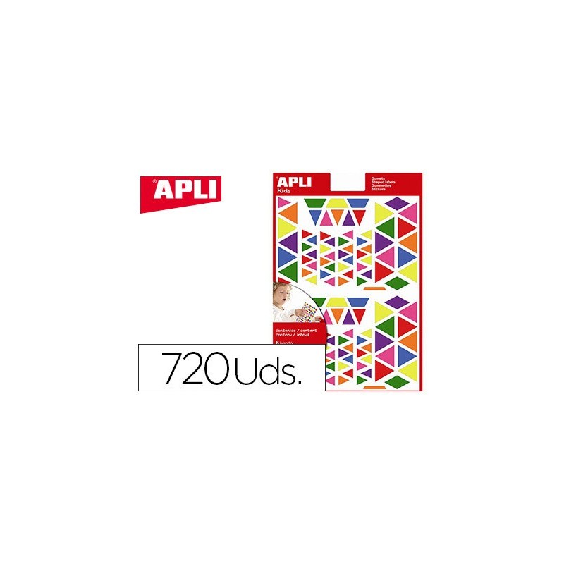GOMETS APLI AUTOADHESIVO TRIANGULO MULTICOLOR BLISTER DE 720 UNIDADES SURTIDAS