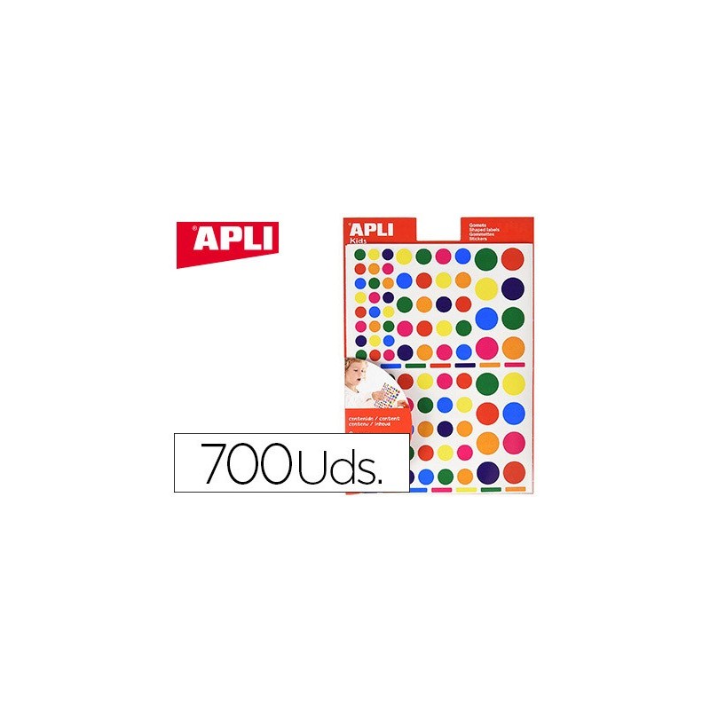 GOMETS APLI AUTOADHESIVO FORMAS SURTIDAS MULTICOLOR BLISTER DE 6 HOJAS