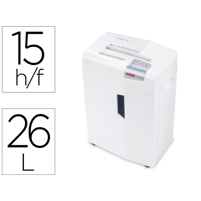 DESTRUCTORA DE DOCUMENTOS HSM SHREDSTAR X15 CAPACIDAD DE CORTE 15 H EN PARTICULAS DESTRUYEGRAPAS CLIPS CD Y TARJETAS