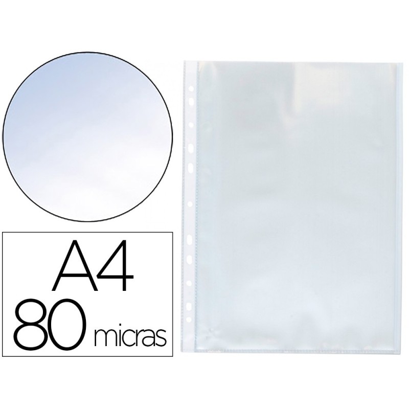 FUNDA MULTITALADRO Q-CONNECT DIN A4 80 MC CRISTAL BOLSA DE 100 UNIDADES