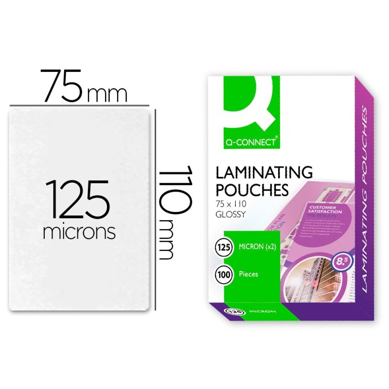 BOLSA DE PLASTIFICAR Q-CONNECT 110 X 75 MM 125 MC CARNET DE IDENTIDAD CAJA DE 100 UNIDADES