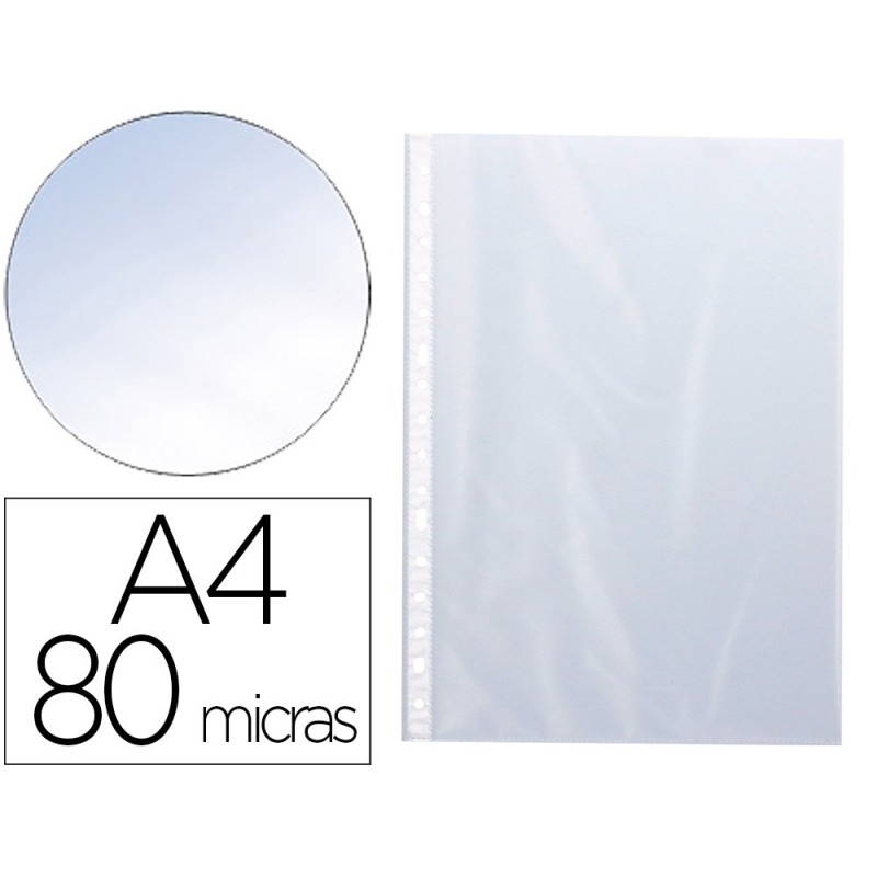FUNDA MULTITALADRO Q-CONNECT DIN A4 80 MC CRISTAL CAJA DE 100 UNIDADES