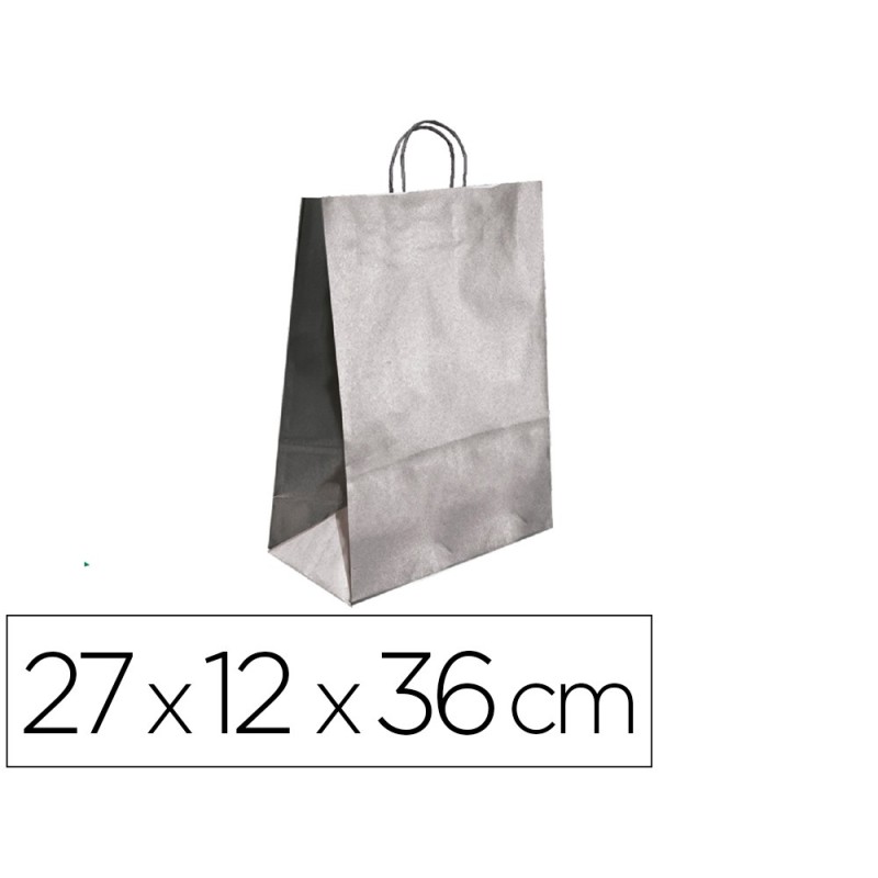 BOLSA KRAFT Q-CONNECT PLATA ASA RETORCIDA 270X120X360 MM