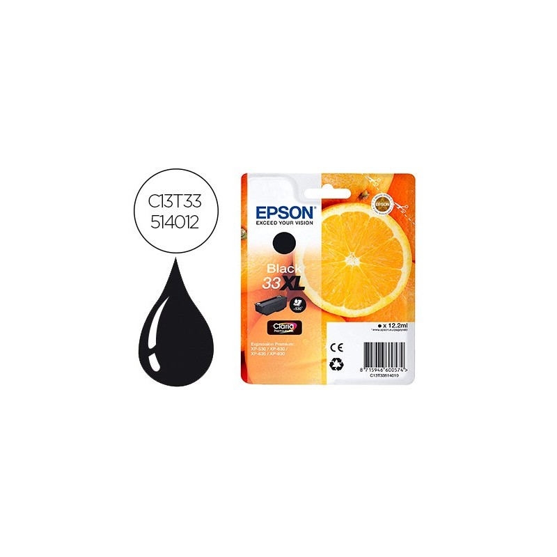 INK-JET EPSON EXPRESSION PREMIUN T3351 33XL XP-530 / XP-630 / XP-640 / XP-830 / XP-900 NEGRO 530 PAG