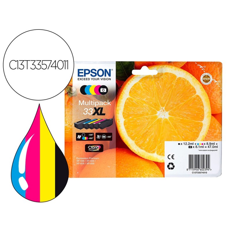 INK-JET EPSON EXPRESSION PREMIUM T3357 33XL XP-530 / XP-630 / XP-640 / XP-830 / XP-900 MULTIPACK 5 COLORES