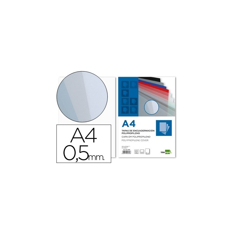 TAPA ENCUADERNACION LIDERPAPEL POLIPROPILENO A4 0.5MM INCOLOR TRANSLUCIDAS PAQUETE DE 100 UNIDADES