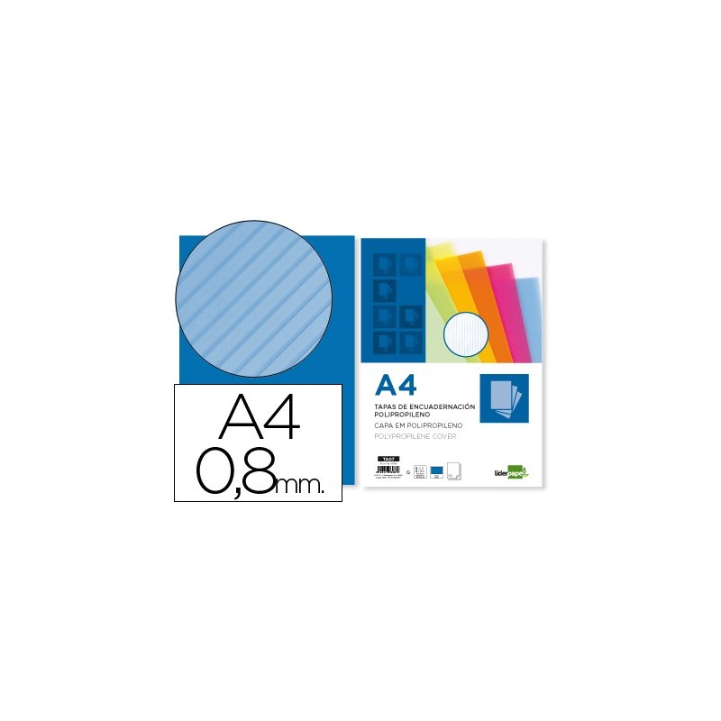 TAPA ENCUADERNACION LIDERPAPEL POLIPROPILENO ONDULADO A4 0.8 MM AZUL PAQUETE DE 50 UNIDADES