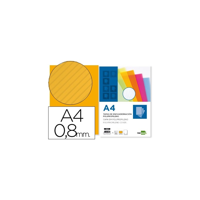 TAPA ENCUADERNACION LIDERPAPEL POLIPROPILENO ONDULADO A4 0.8 MM NARANJA PAQUETE DE 50 UNIDADES