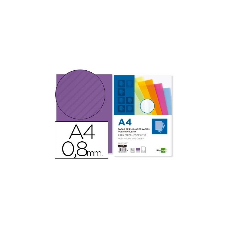 TAPA ENCUADERNACION LIDERPAPEL POLIPROPILENO ONDULADO A4 0.8 MM VIOLETA PAQUETE DE 50 UNIDADES
