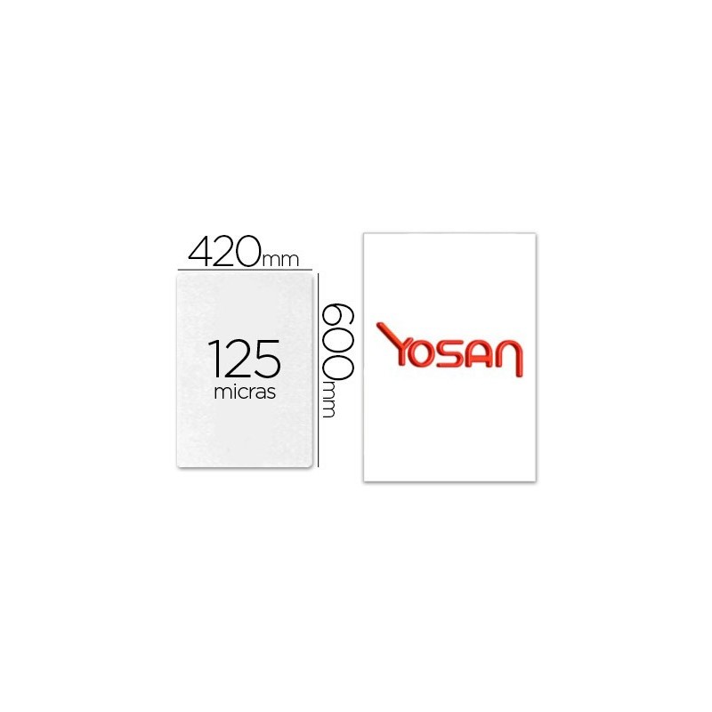 BOLSA DE PLASTIFICAR YOSAN BRILLO 420 X 600 MM 125 MC DIN A2 CAJA DE 100 UNIDADES