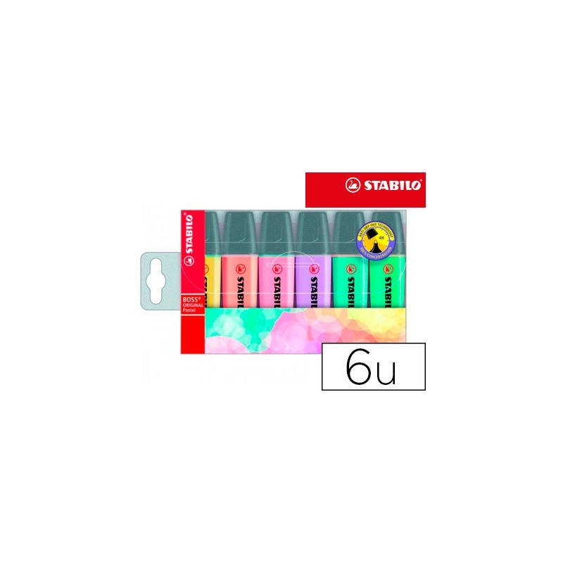 ROTULADOR STABILO BOSS PASTEL FLUORESCENTE 70 ESTUCHE DE 6 UNIDADES SURTIDAS