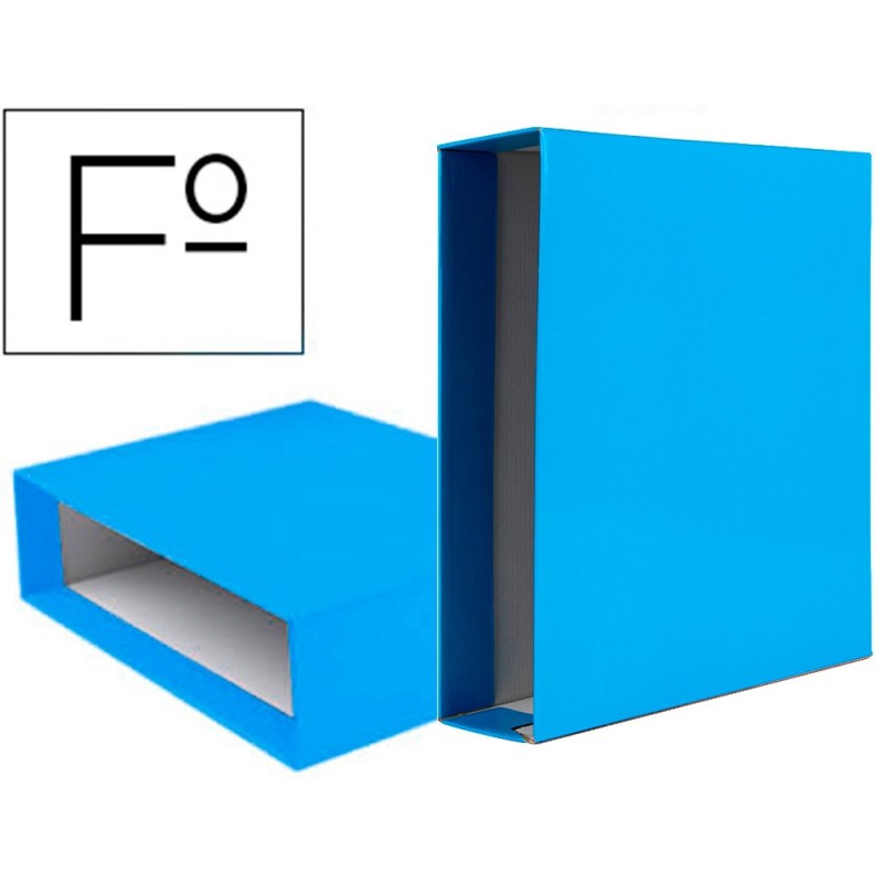 CAJA ARCHIVADOR LIDERPAPEL DE PALANCA CARTON FOLIO DOCUMENTA LOMO 82 MM CELESTE