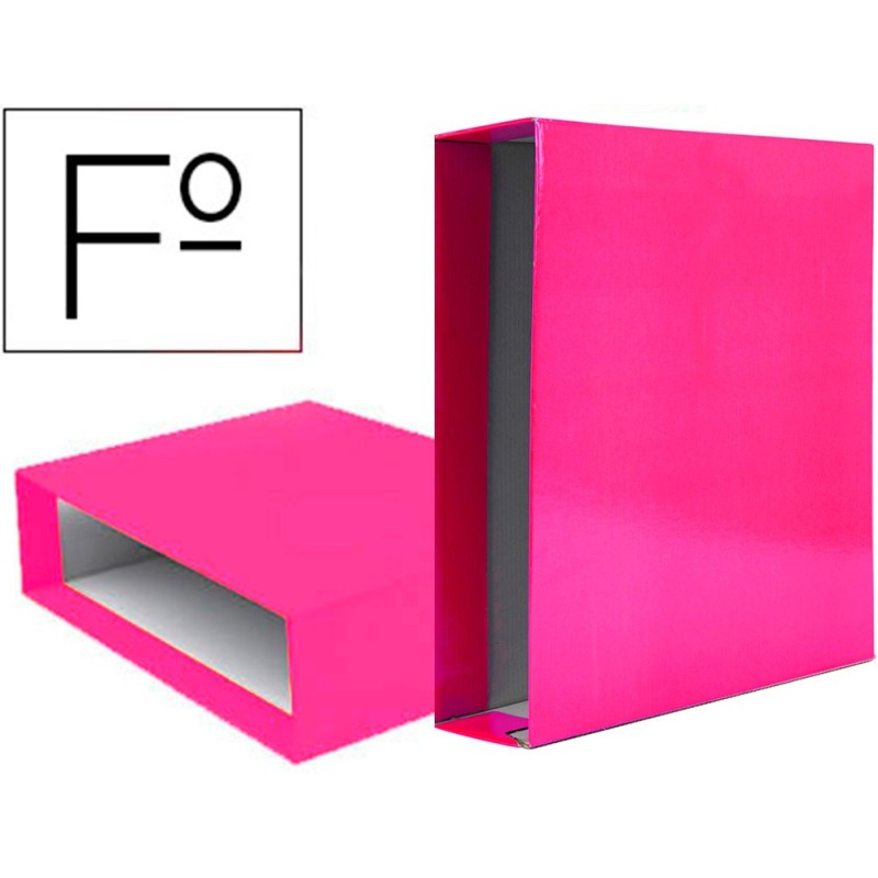 CAJA ARCHIVADOR LIDERPAPEL DE PALANCA CARTON FOLIO DOCUMENTA LOMO 75 MM ROSA