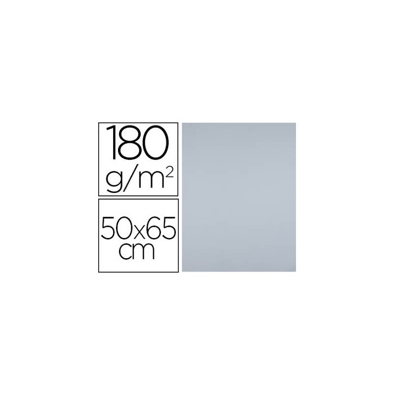 CARTULINA LIDERPAPEL 50X65 CM 180 GR GRIS PAQUETE DE 25