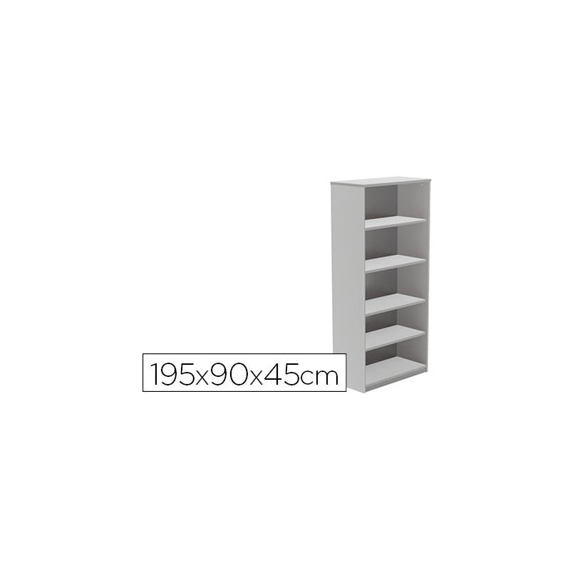 ARMARIO ROCADA CON CUATRO ESTANTES SERIE STORE 195X90X45 CM ACABADO GRIS AB02
