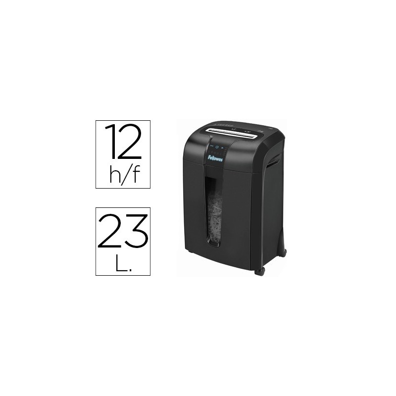 DESTRUCTORA DE DOCUMENTOS FELLOWES 73 CI CAPACIDAD DE CORTE 12 H DESTRUYE GRAPAS TARJETAS CLIPS Y CD 23 LITROS