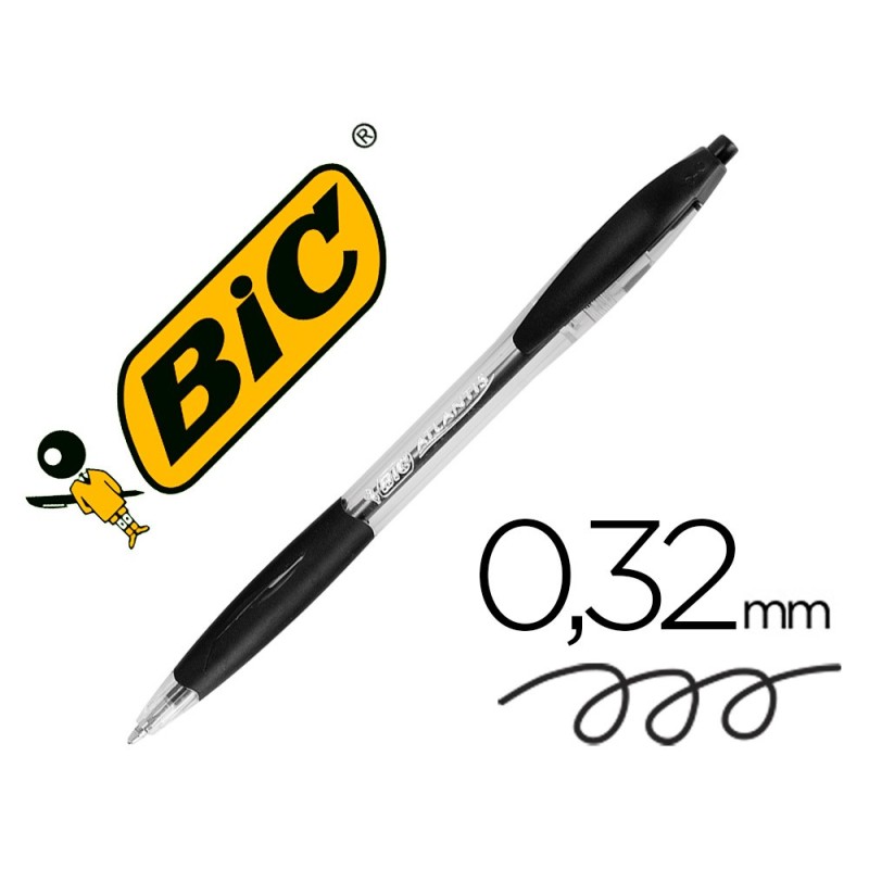 BOLIGRAFO BIC ATLANTIS NEGRO RETRACTIL TINTA ACEITE PUNTA DE 1 MM
