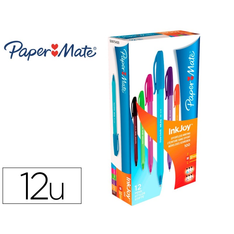 BOLIGRAFO PAPER MATE INKJOY 100 PUNTA MEDIA TRAZO 1 MM COLORES SURTIDOS