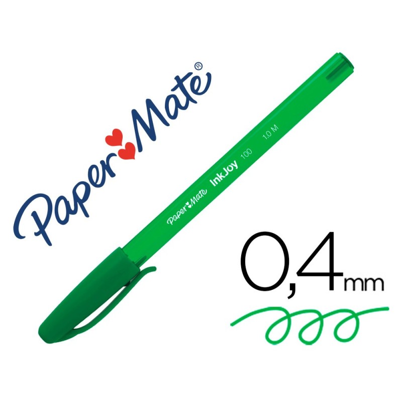 BOLIGRAFO PAPER MATE INKJOY 100 PUNTA MEDIA TRAZO 1 MM VERDE